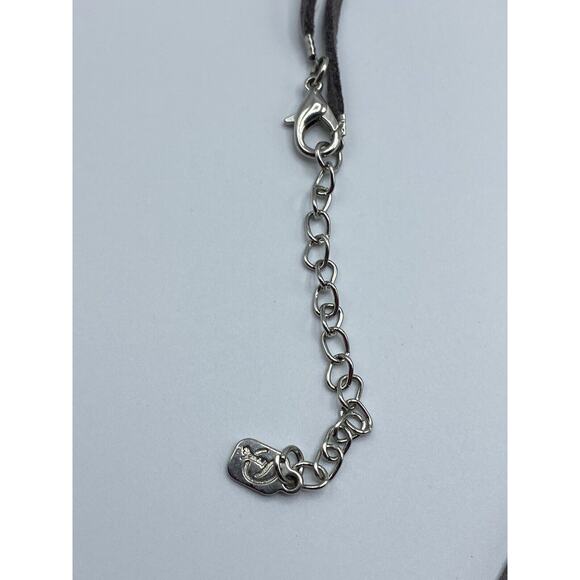 You and I Suede Tassel necklace Gray Crystal Long Necklace 32" + 4.5" - Picture 8 of 9